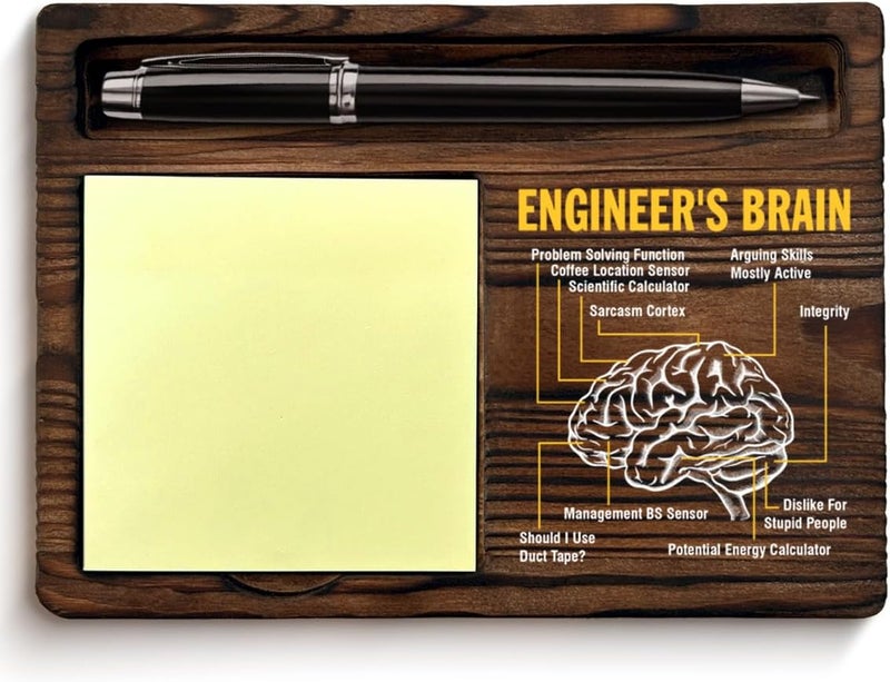 QODMGD Funny Engineer Gifts for Women Men, Sarcastic Gifts for Engineer Engineering Student, Engineer's Brain Sticky Note Holder for Classroom Office Desk Decor - Image 1